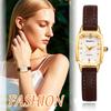 Women's Genuine Leather Band Watch Square Waterproof Quartz Watch Stainless Steel Diamond Analog Display Fashion Watch Cute Popular Ranking -
