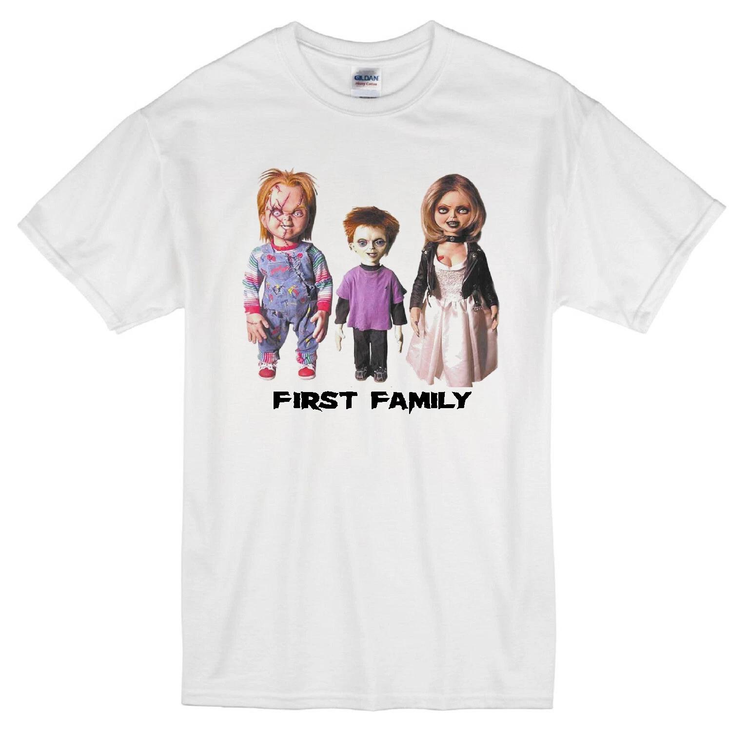 FIRST FAMILY CHUCKY TIFFANY GLEN KILLER DOLL HORROR SCARY MOVIE WHITE T-shirt S