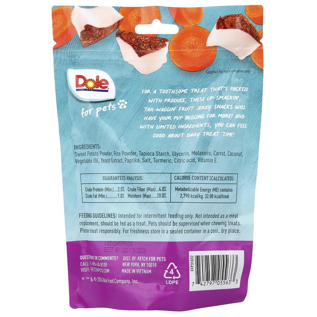 Dole for Pets, Jerky Bites, Carrot + Coconut, 6 Oz (170 G)