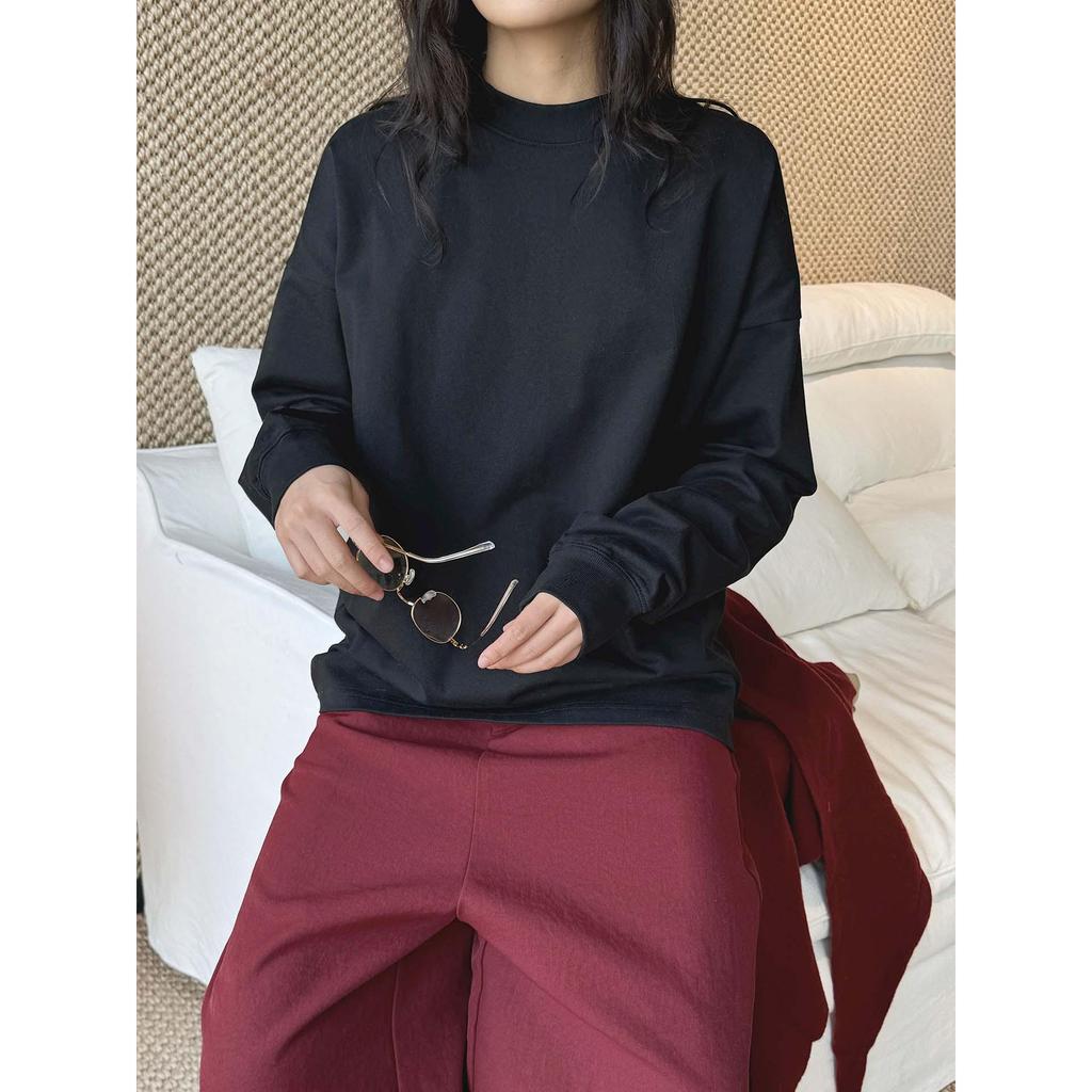 Xu Man Early Spring Korean Style Round Neck Long Sleeve Loose-Fit T-Shirt for Women