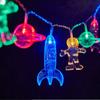 String Lights Led Spaceman Rocket Planet Hanging Lamp Kids Bedroom Gifts Decor