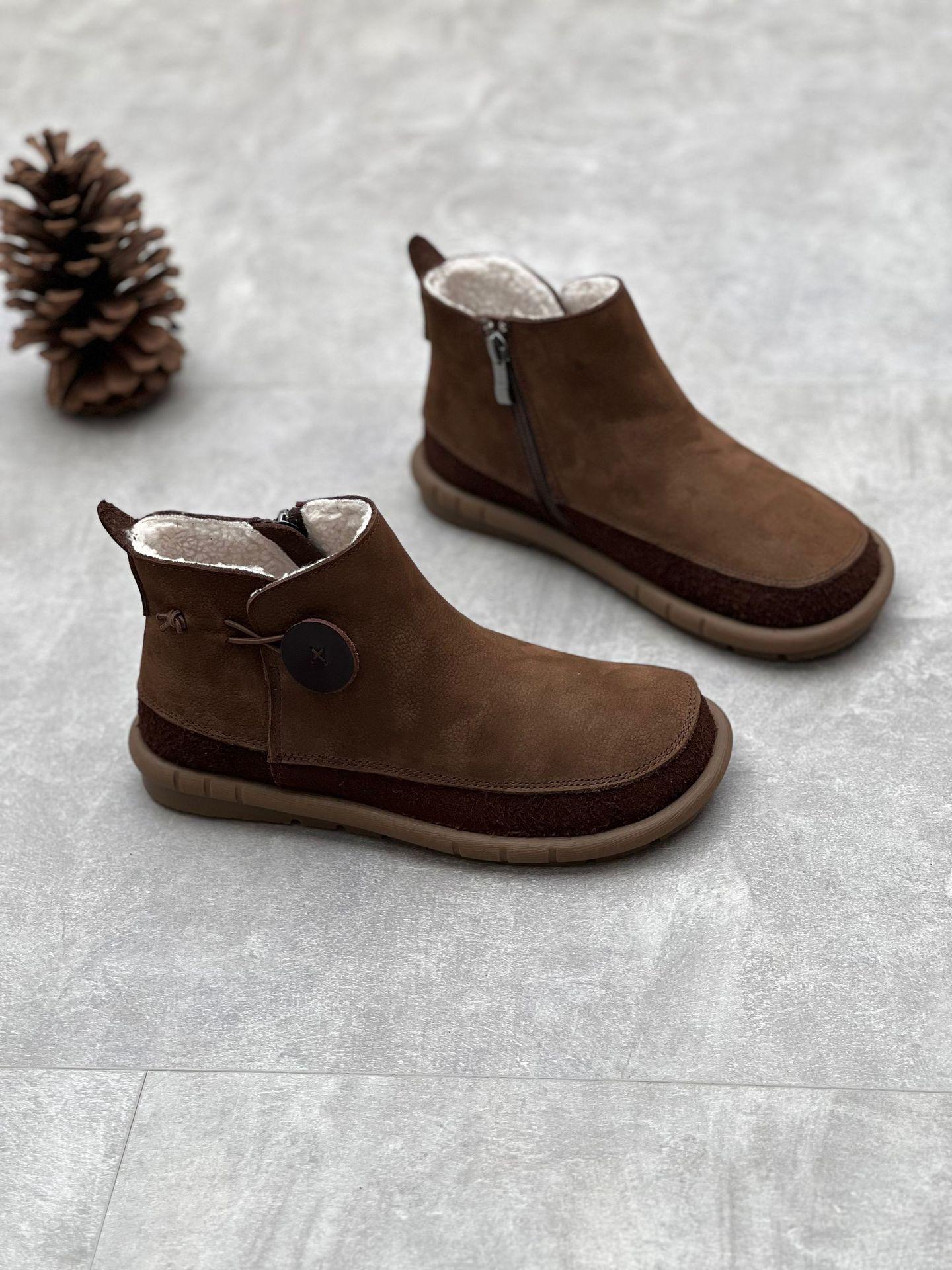 

Модные зимние винтажные женские сапоги на плоской подошве, ботильоны из мягкой коровьей кожи, здоровые и удобные, теплые зимние сапоги из натуральной кожи с мехом 40