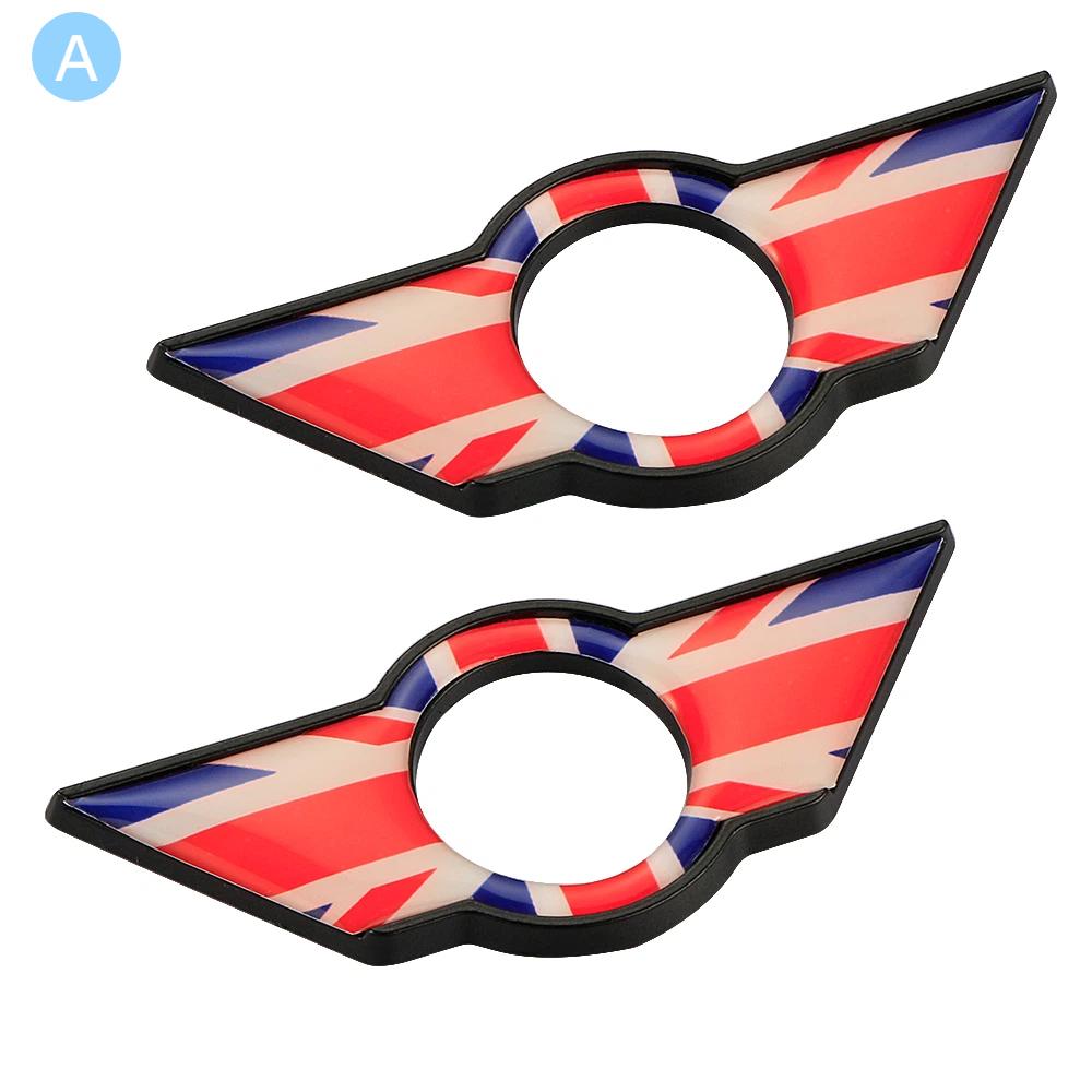 Car Interior Door Pin Lock Wing Emblem Badge Sticker For Mini Cooper Clubman S R50 R53 R55 R56 F54 F55 F56 F60 Countryman A-2Pcs