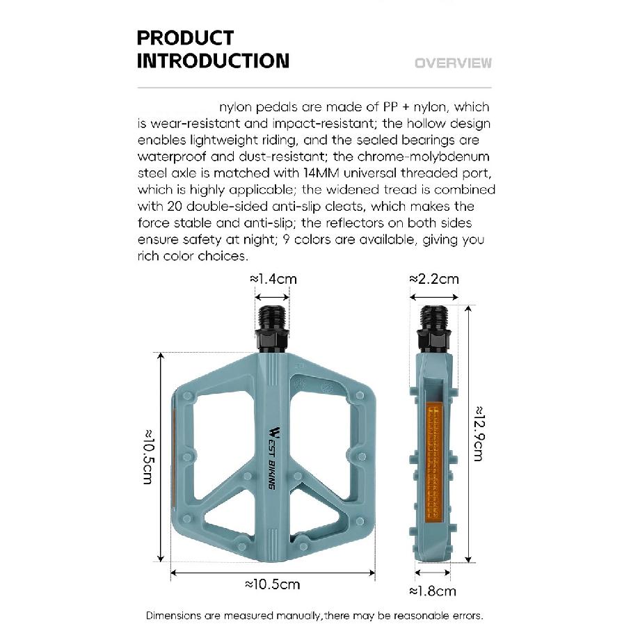 Bicycle Pedal Ultralight Nylon Bike Flat Pedal Widen Flatform Road Mountain Bike Pedals Non-slip MTB Pedals Mtb Accessories