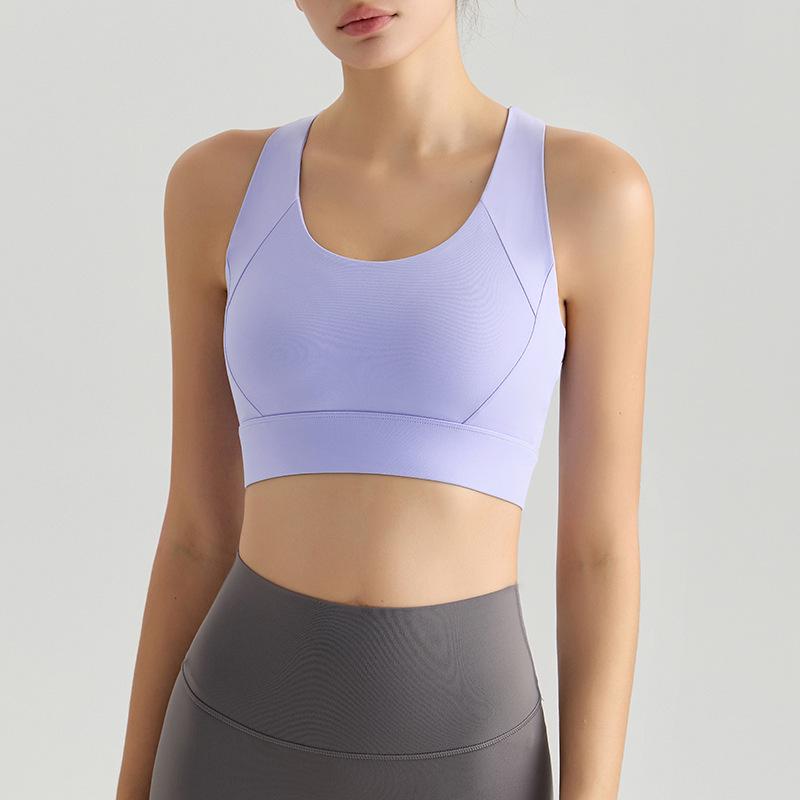 Shockproof High-Intensity Sports Bra with Fixed Cups & Seamless Back Clasp
