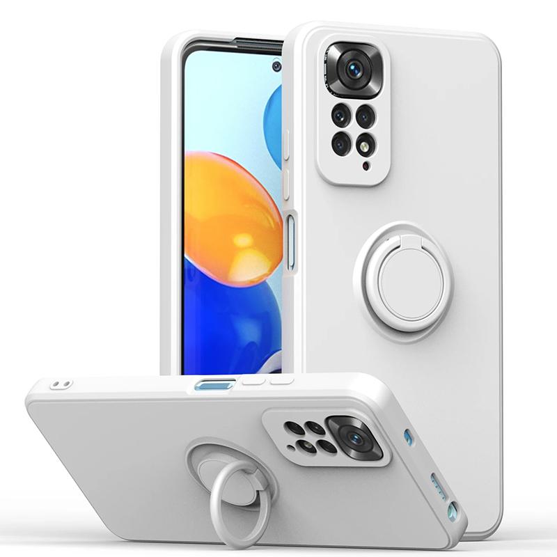 Liquid Silicone Ring Holder Soft Phone Case For Redmi Note 12 Pro 11 10 S 9S 9 Shockproof Back Cover For Xiaomi 11T 12T Pro Lite