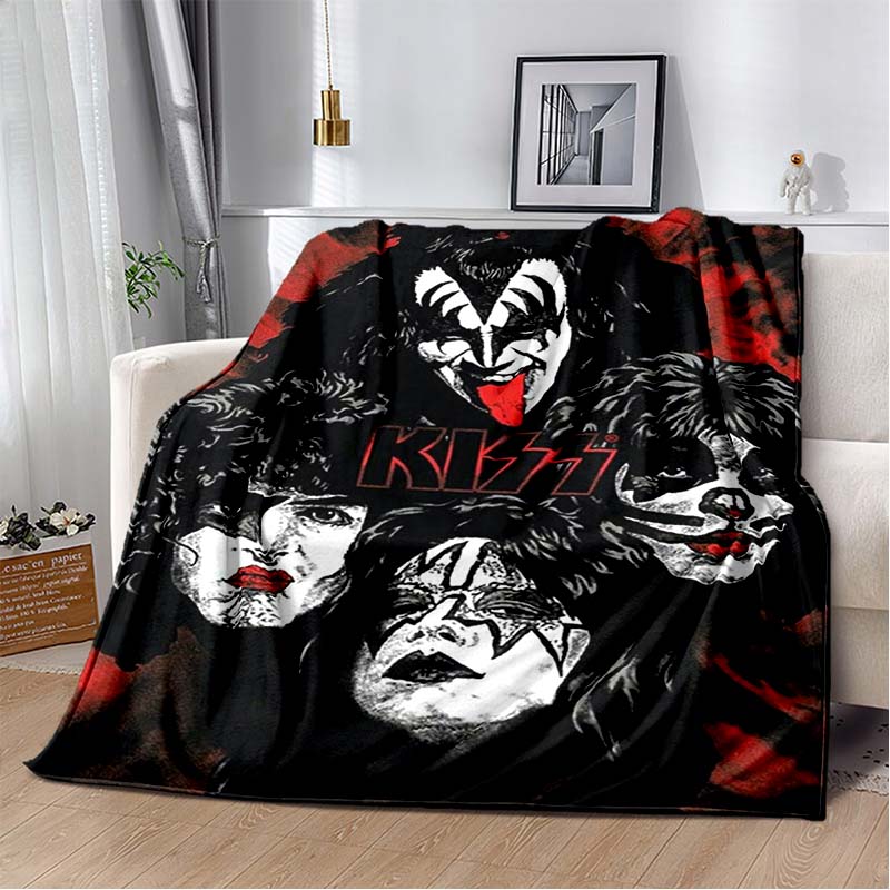 KISS Band Pattern Throw Blanket Light Weight Blanket for Living Room Bedroom Kidsroom Warm Blanket Christmas Gift