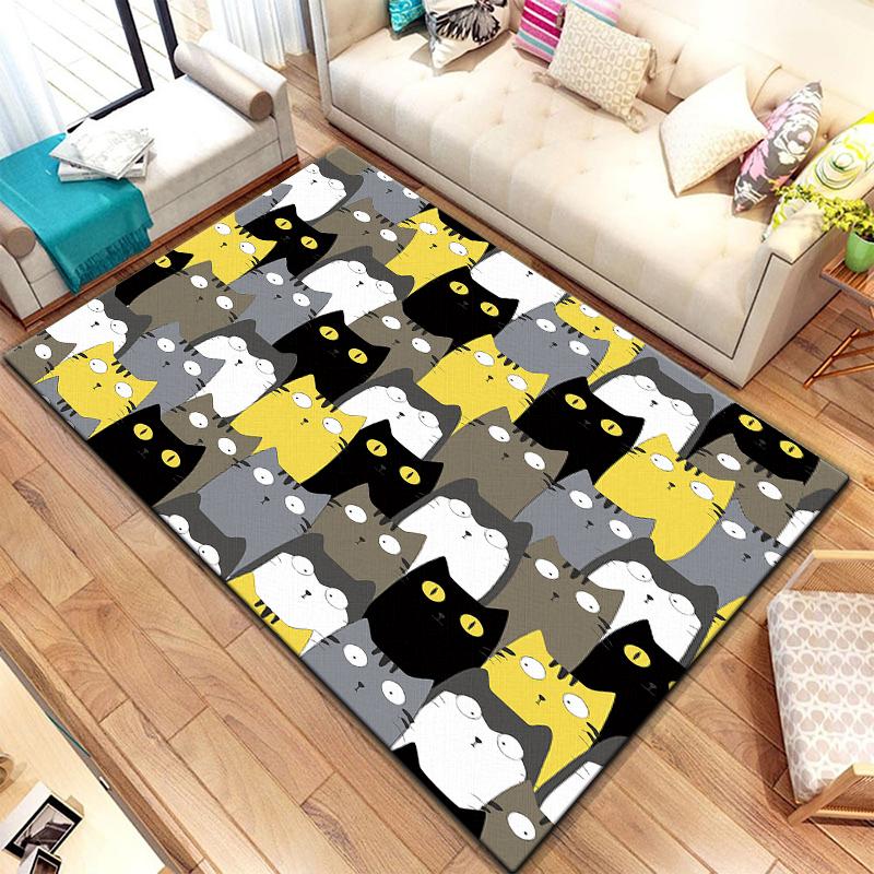 Teppich mit Cartoon-Spleißtieren, groß, Teppich für Wohnzimmer, Schlafzimmer, Sofa, Dekoration, Fußmatte, Küche, rutschfeste Bodenmatte, Picknick