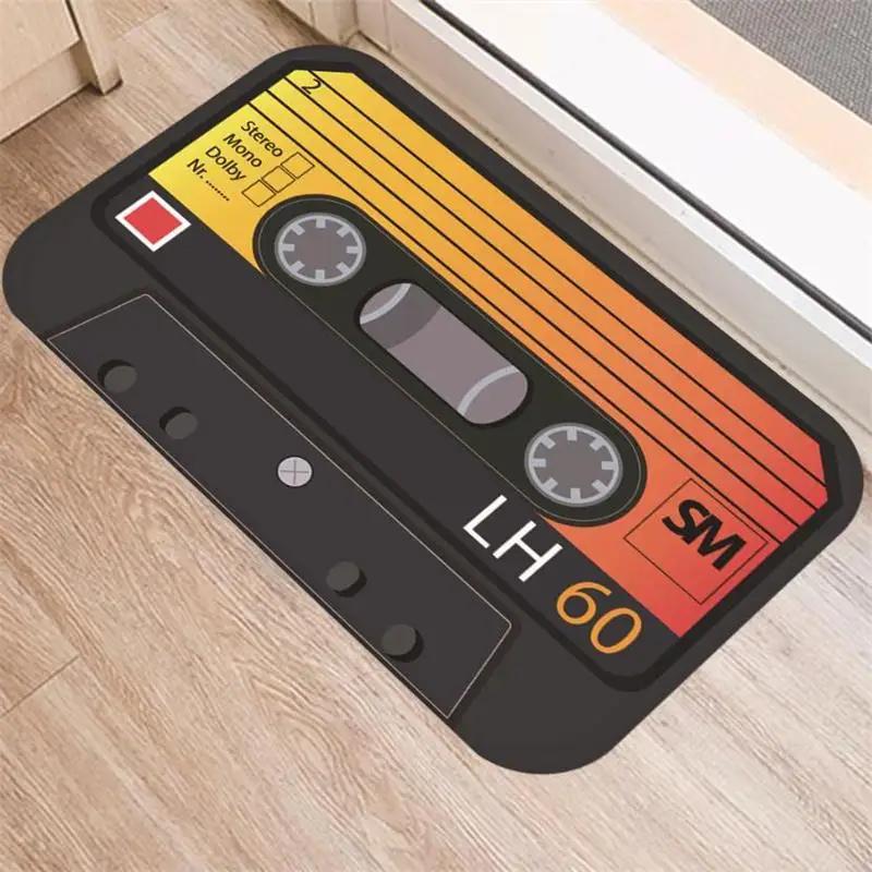 3D Cassette Music Tape Door Mat Home Carpet Non-slip Retro Bathroom Toilet Kitchen Floor Mats Living Room Entrance Decor Rugs