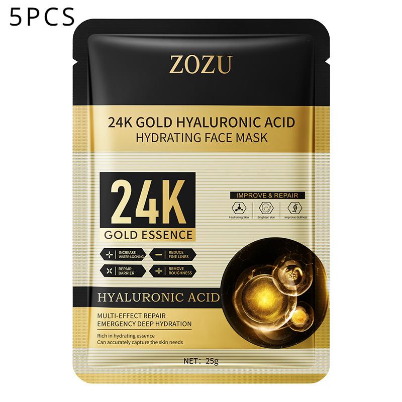 ZOZU Maska nawilżająca z 24-karatowego złota z kwasem hialuronowym Nawilżająca i nawilżająca maska ​​do pielęgnacji skóry