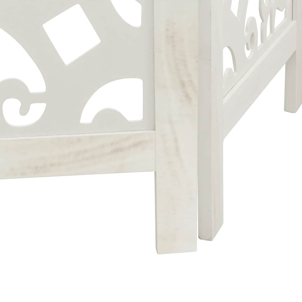6 Piece Room Divider White Solid Paulownia Wood