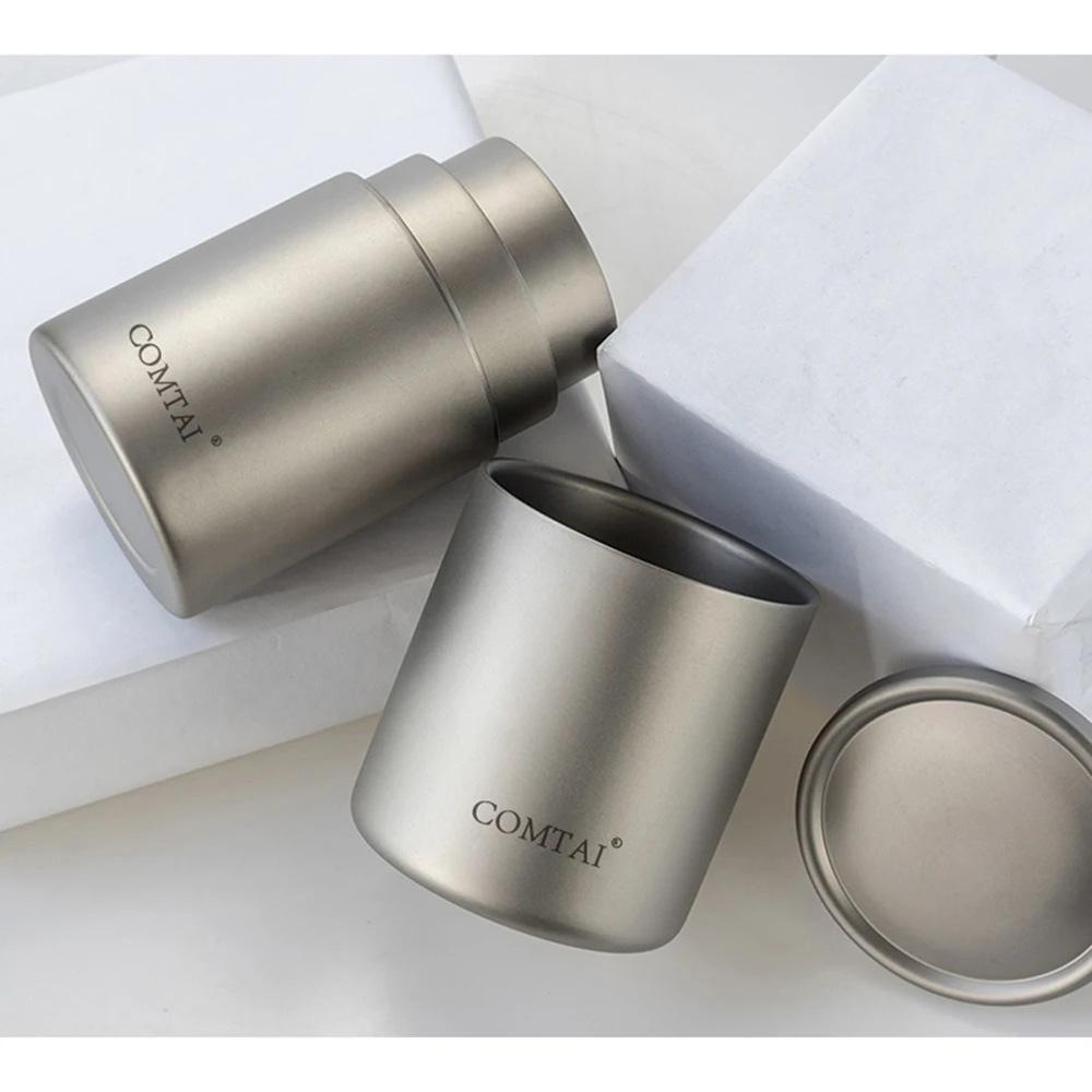 Titan-ium Drinkware Double Layer Heat Insulation Water Cup Coffee Tea Mugs With Lid For Home Outdoor Camping Hiking Travel.