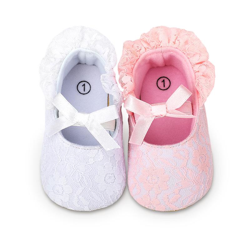 Spring and Autumn Non-slip Embroidered White Princess Shoes for 0-1 Year Old Baby Girls
