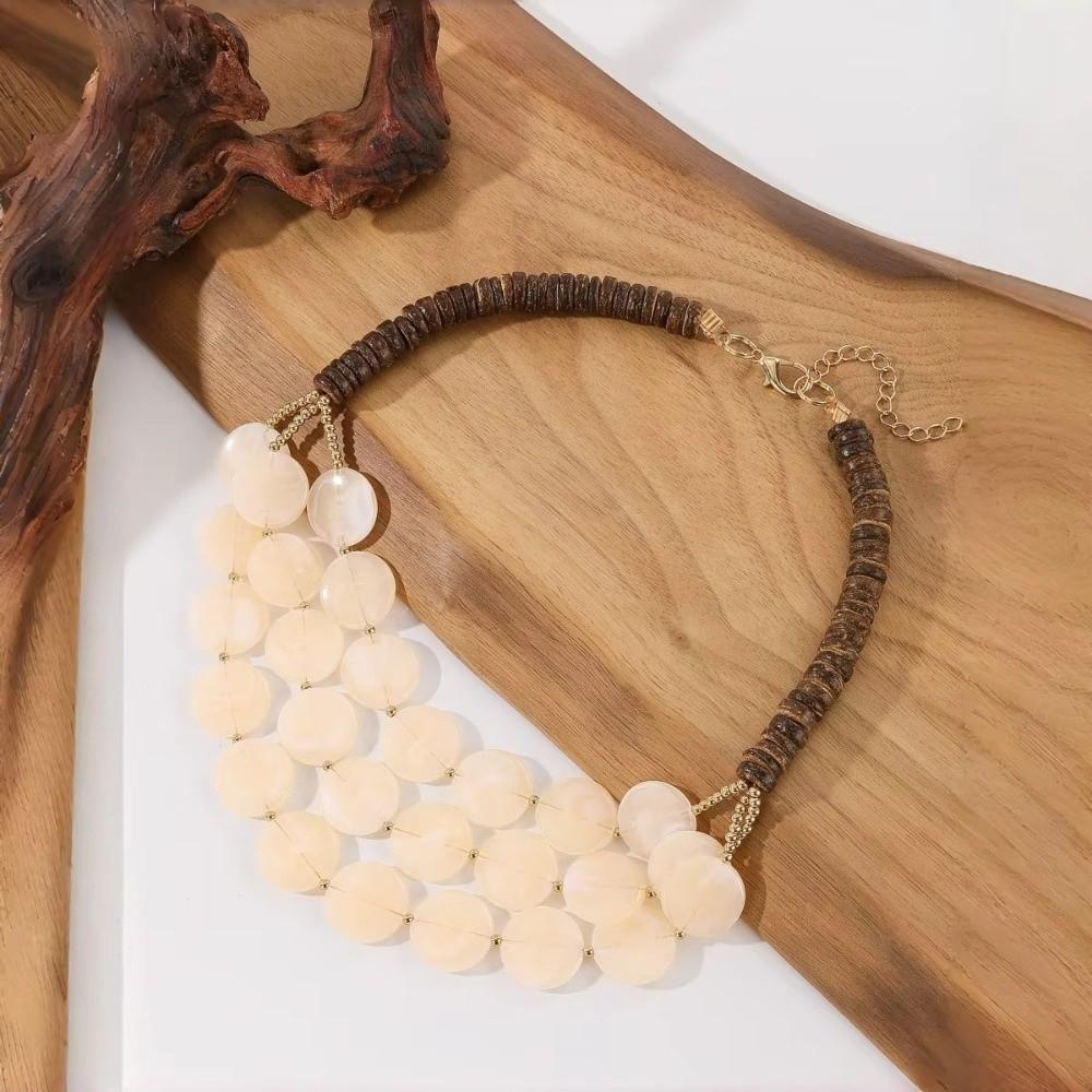 Round Beaded Necklace MultiLayer Long Necklace Trendy Woman Acrylic Necklace Summer Holiday
