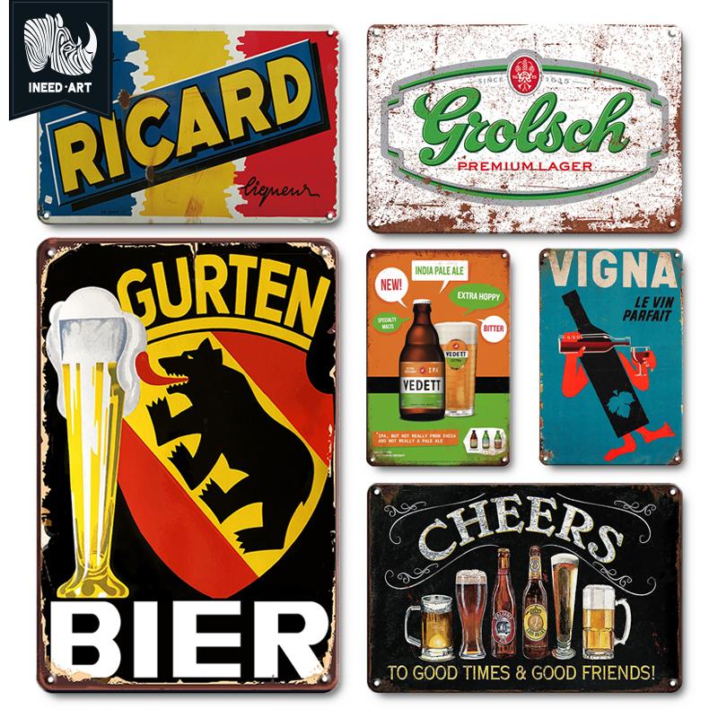 

INEED Винтажное пиво Вывеска Металлические плакаты Настенный декор Ретро-бар Украшение Настенная художественная тарелка Пьющий человек Пещерный бар Паб Домашний декор Тарелка