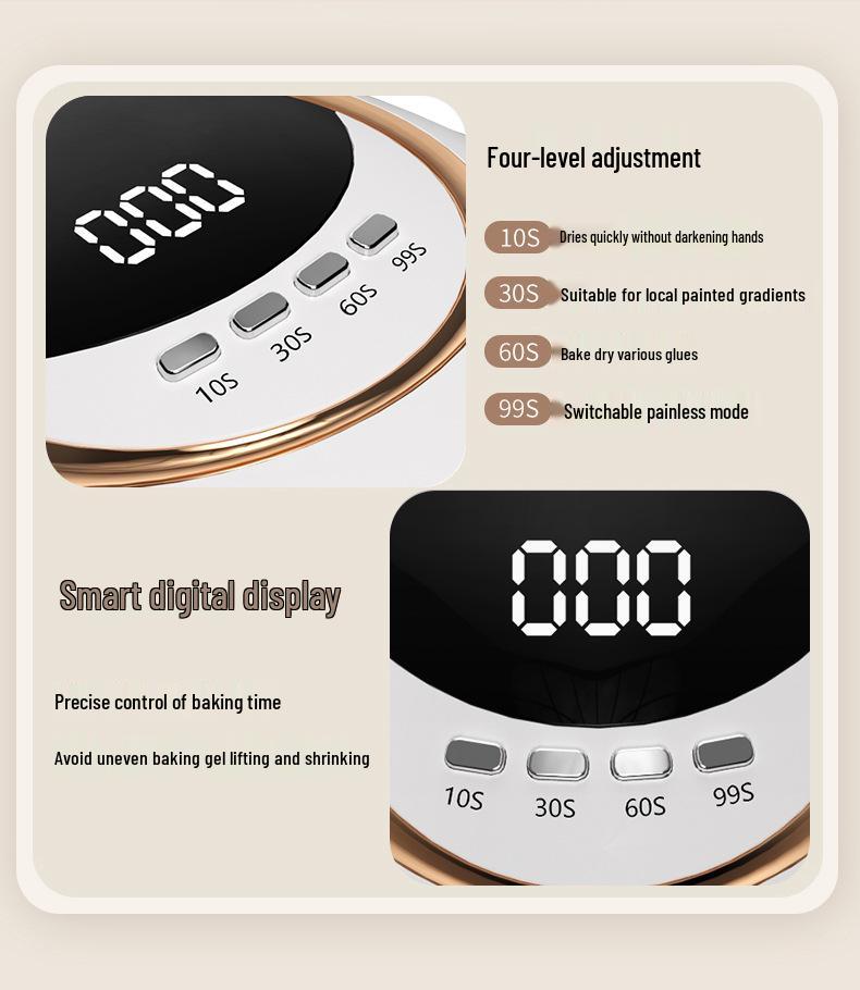 High-Power Quick-Drying 66 LED Nail Gel Curing Lamp with Red Light