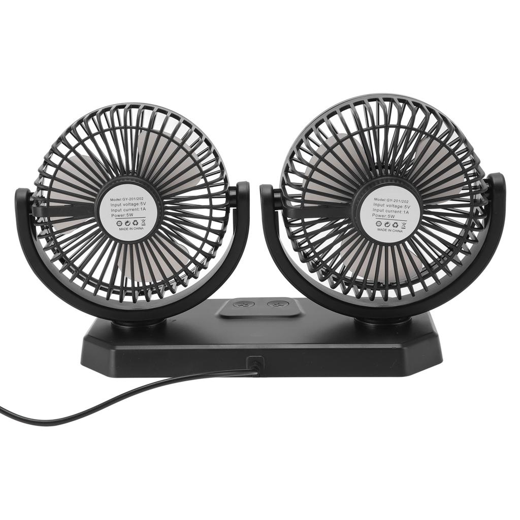 12V Double Head Electric Fan Double Control 3 Gears Strong Wind USB Charging Car Cooling Fan for
