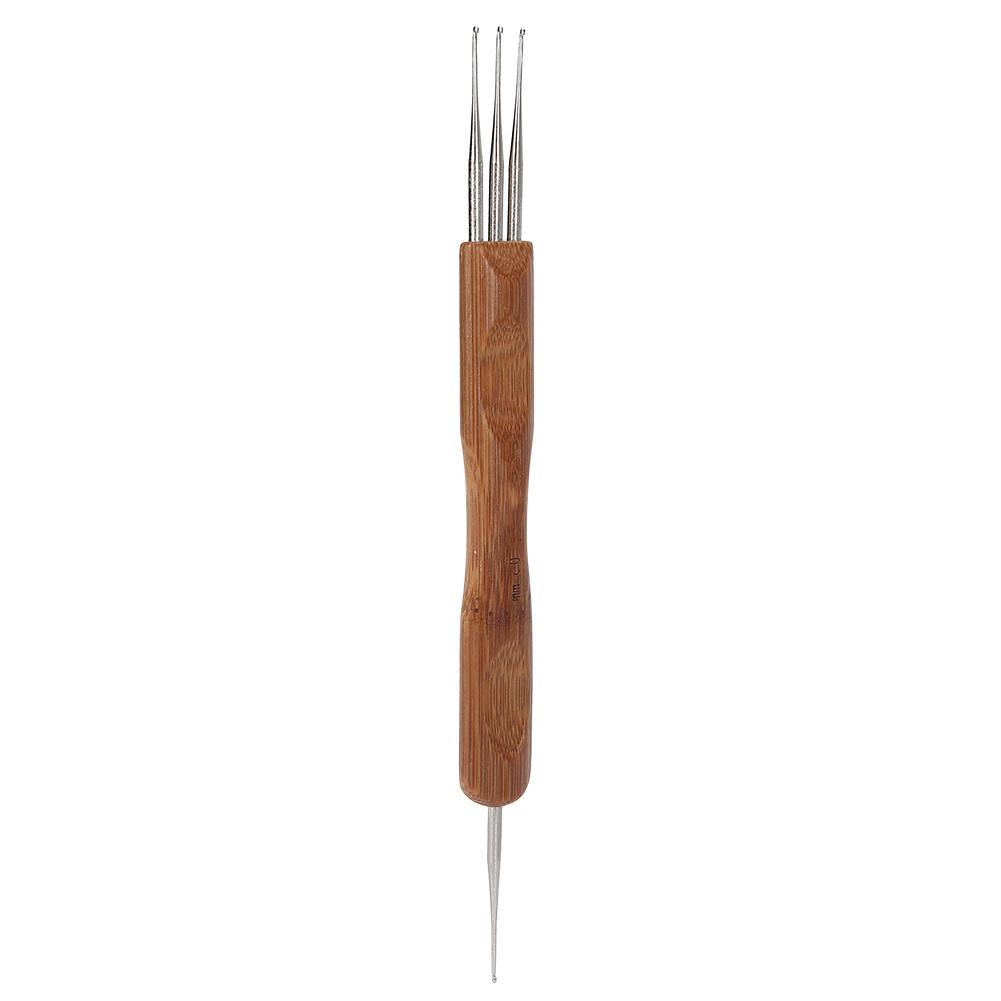 Dreadlock Crochet Hook Set Bamboo Handle DIY Braid Hair Weaving Wig Making Tool0.5 Single Head Plus Three Head