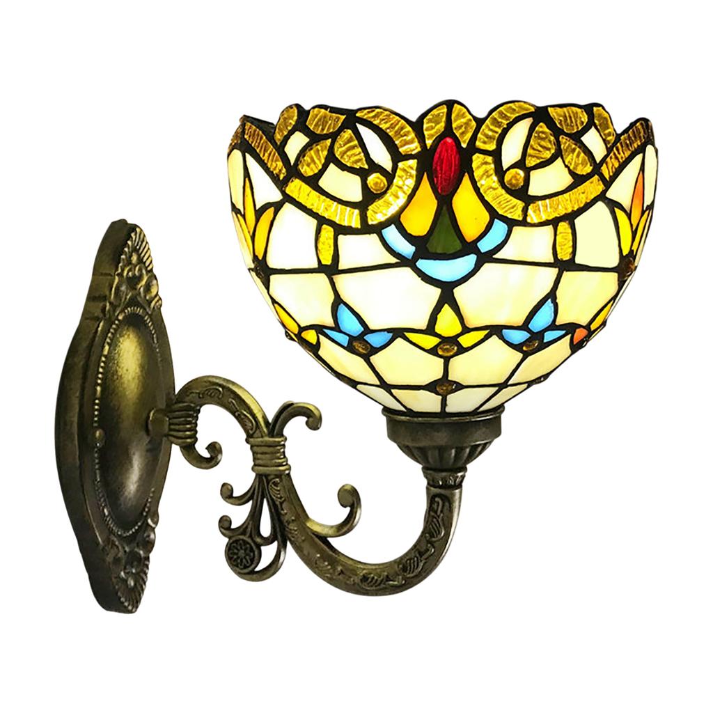 Tiffany-Stil Wandleuchte Buntglaslicht Art Deco Leuchte Wandmontage Lampe Schön dekoriert für Küche, Flur