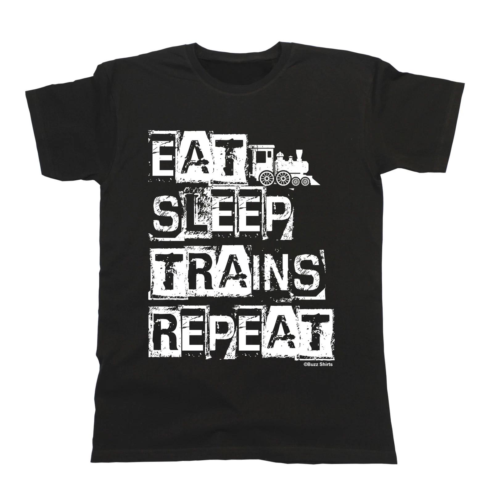 Eat Sleep Trains Repeat T-Shirt Boys Girls Kids Unisex Fit Train Spotter 150