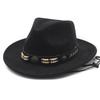 Sombrero de Vaquero Unisex de Ante Sintético Ala Ancha Sombrero de Sol Occidental con Banda de Cuero con Cuentas