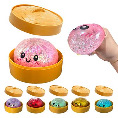 Dumpling Squishie Gift Present Colorful Dumpling Squishes Stress Balls Simulation Food Squishies Bun Steamer Squeeze Gift Presents