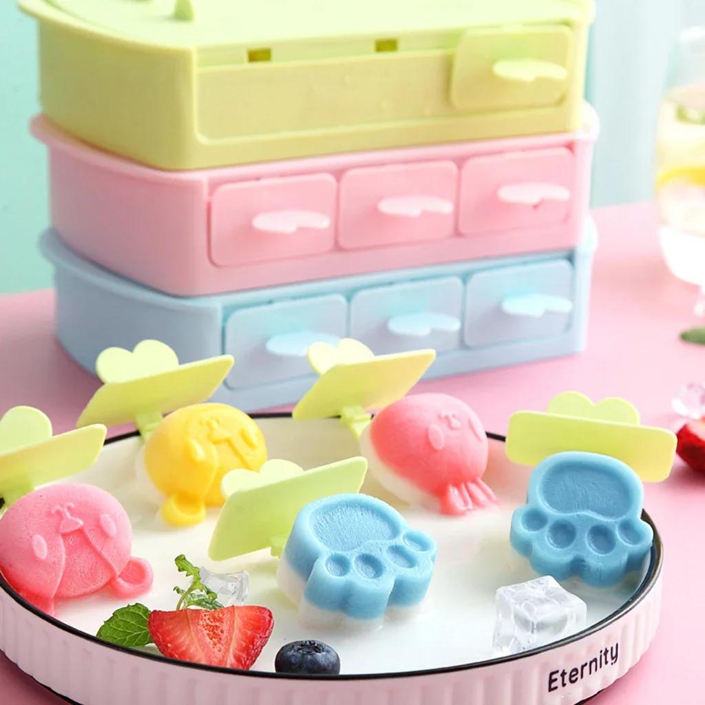 Cartoon  Popsicle Mold Ice Cream Mold Ice Cube Maker Ice Cube Tray Ice Mould For Party Bar Kitchen Ice Pop Maker Mould Ice Tray