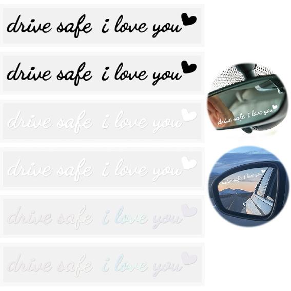 6 Pcs Car Mirror Decals Drive Safe I Love You, 4.7” Waterproof High-Adhesion Car Rearview Stickers in 3 Colors, Motivational Decor for Women, Daily