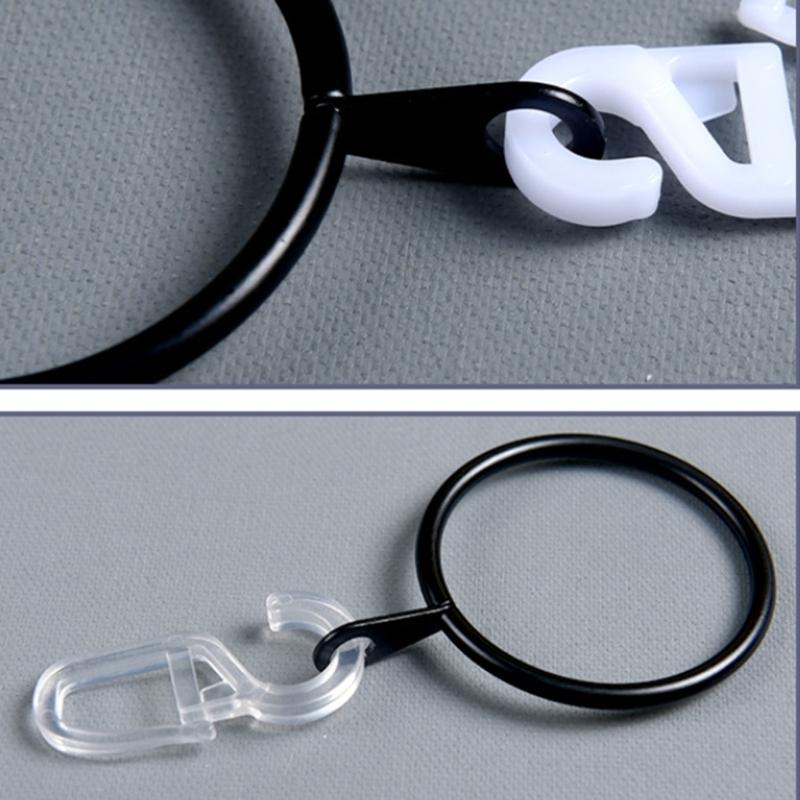 Pack Of 100 Curtain Rings with Clip 30mm Inner Diameter Plastic Hooks For Poles And Rod Drapery And Shower Hanging