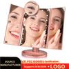 Desktop Personalized LED Makeup Mirror with Touch Screen and 180-degree Adjustable Stand