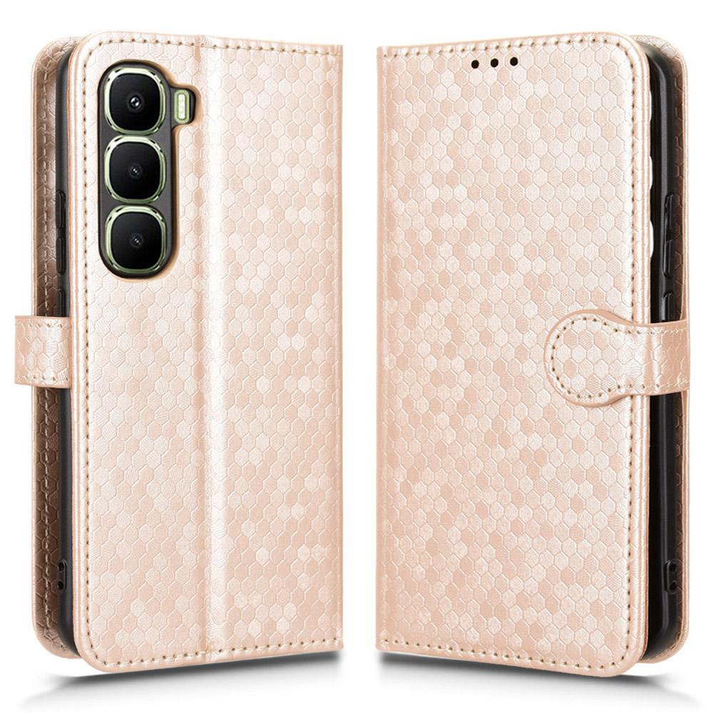 For Infinix Hot 60 Pro+ 4G Wallet Case Dot Pattern Imprint PU Leather Phone Cover with Wrist Strap