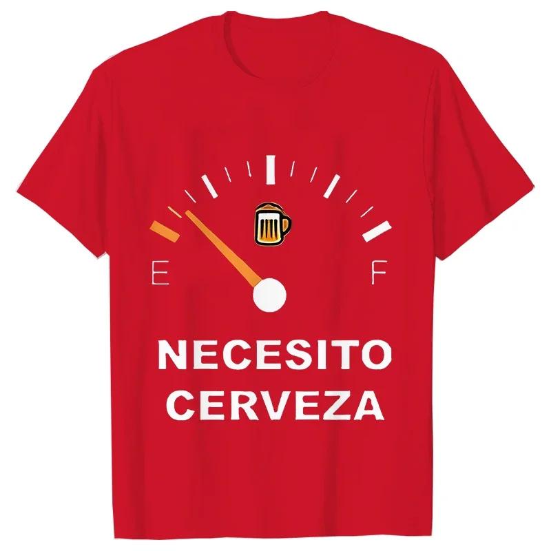 Men's Casual T-shirt NECESITO CERVEZA Funny Men Tshirts Short Sleeve Tee Top Clothes for Summer Drinking Beer T Shirt Tops Gifts