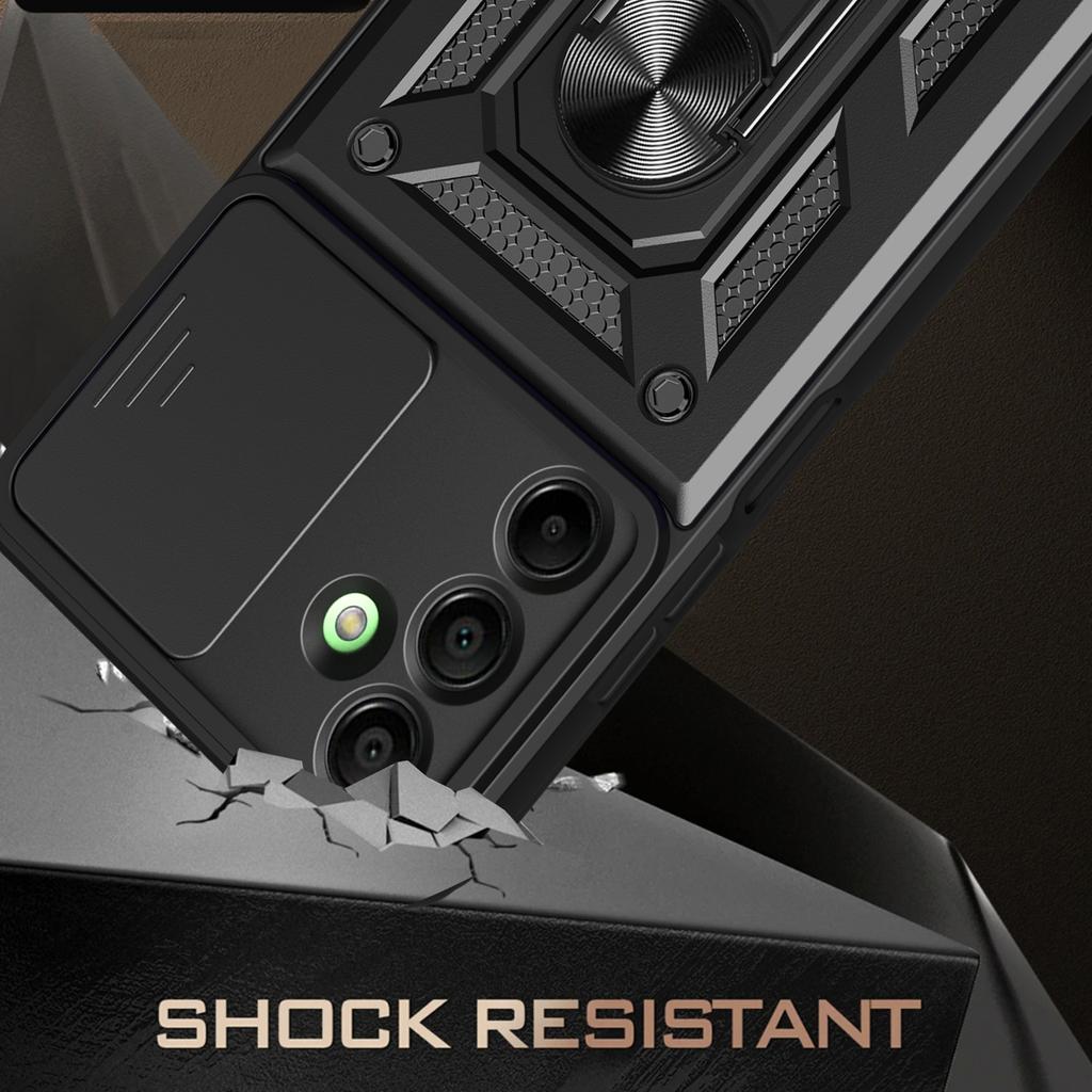 For Samsung Galaxy A16 5G/A16 4G Case with Slide Camera Lid PC+TPU Kickstand Phone Cover