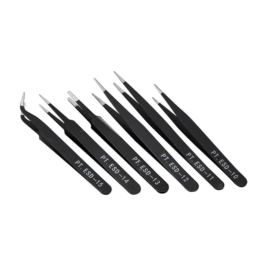 6PCS Anti-Static ESD Tweezers Set - Anti-Magnetic for Electronics & Cake Decorating