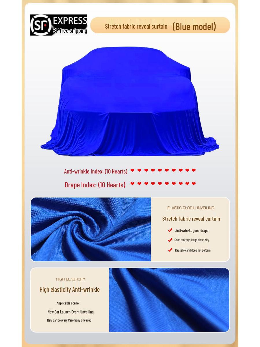 

New Car Unveiling Cloth - Custom Car Cover for 4S Shop Blue Stretch 5x8 m