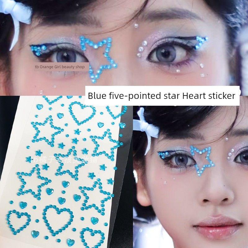 Music Festival Makeup Face Pasters Butterfly Ornament Star Moon Stick-on Crystals Concert Face Sticker Ornament Ornament Rhinestone Bright Diamond