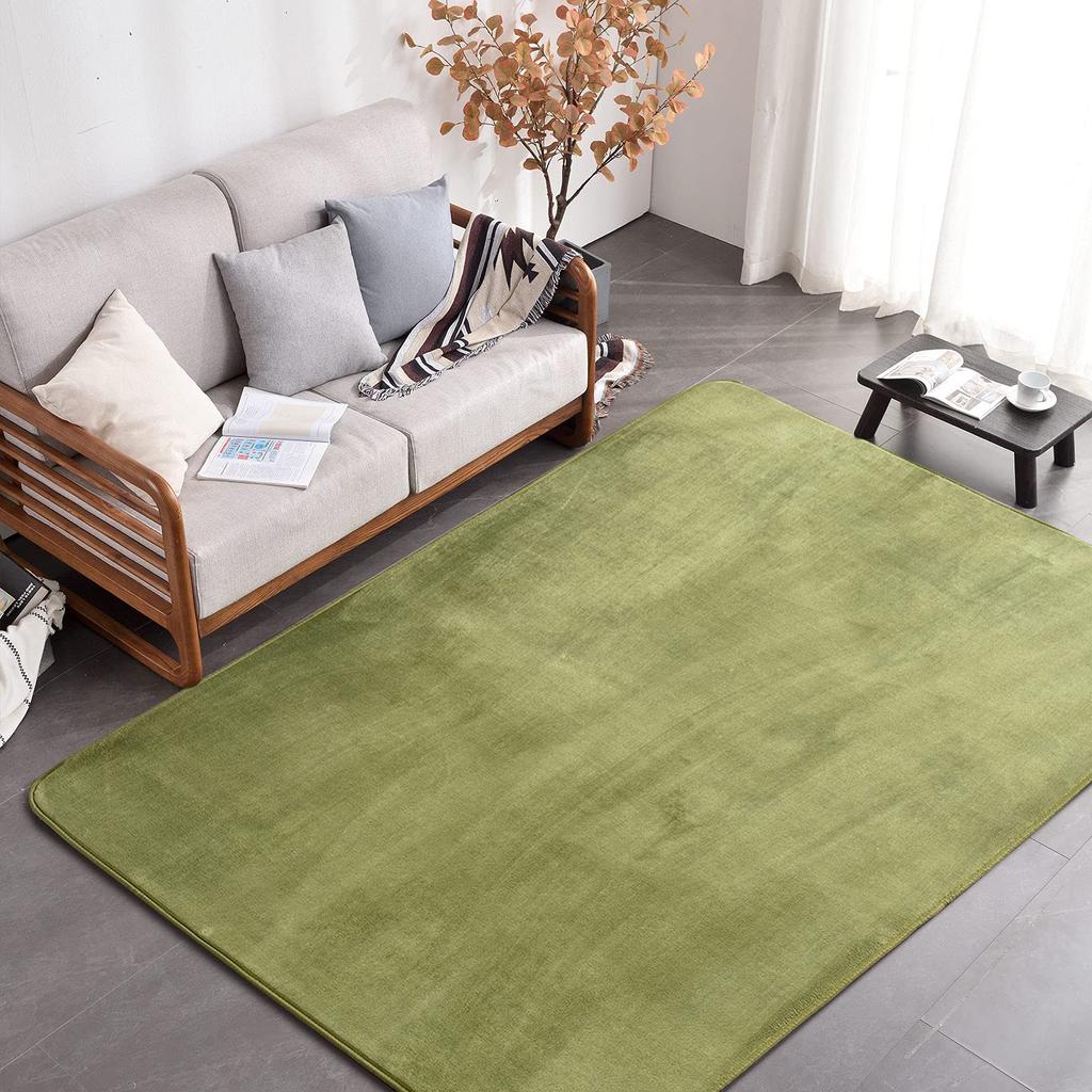 AICOMRI Thick Memory Foam 15mm Fits 3 Tatami Compatible with Underfloor Heating and Hot Solid Green Rug, Rug, Thick, 190x240cm, Mats, Non-Slip,
