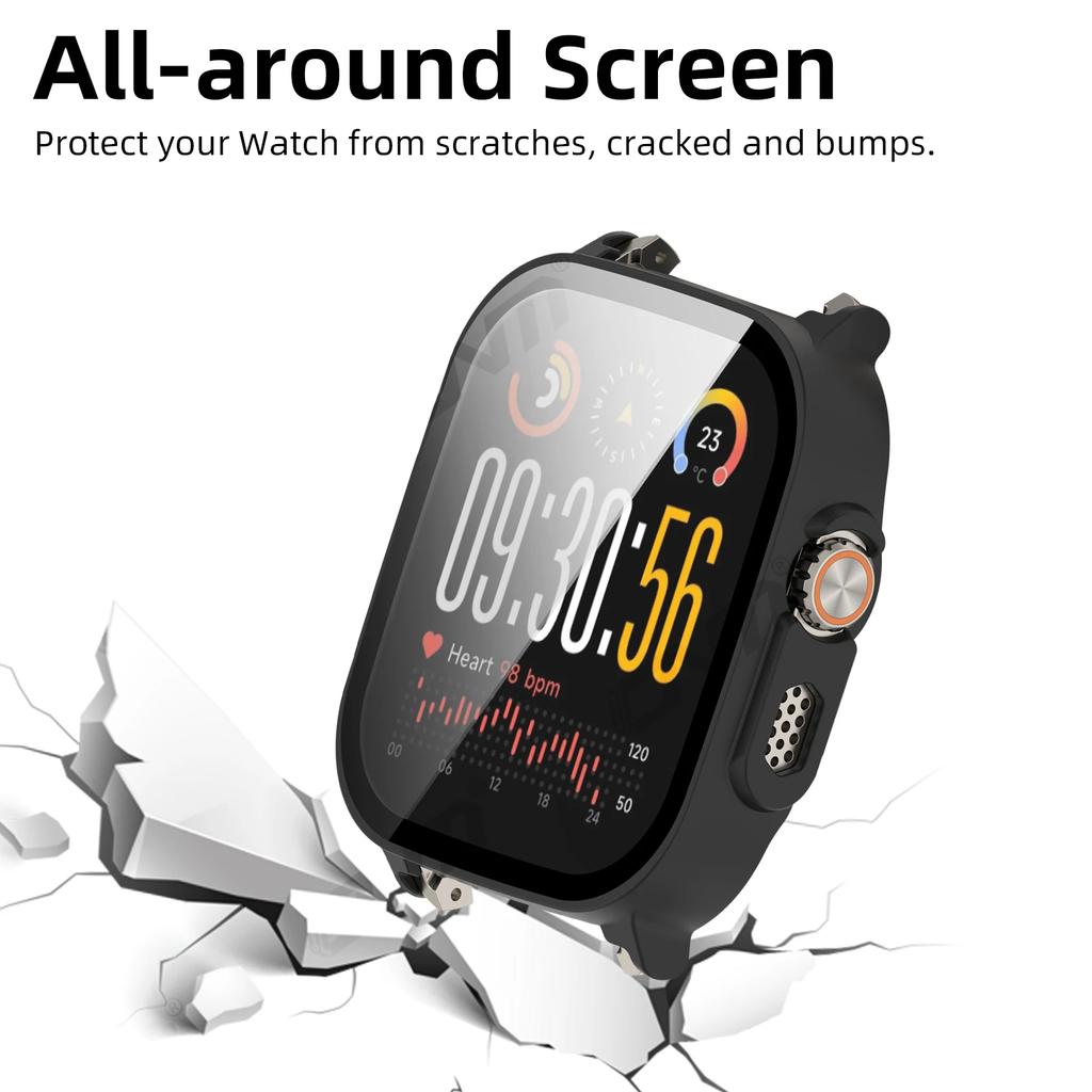 Glas+Hülle für Realme Watch 5 Gehärtetes Glas Kratzfester Displayschutz & Harter PC Schutzstoßstange Abdeckung Zubehör