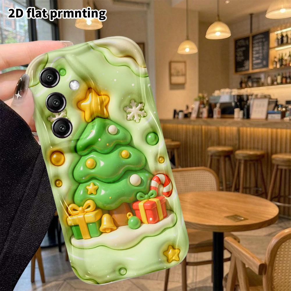 Phone Case: 2D flat, suitable for Samsung Galaxy A34 A35 M05 M06 S20 S22 S21 FE Plus 5G protective case, inflatable Christmas tree, perfect holiday gi