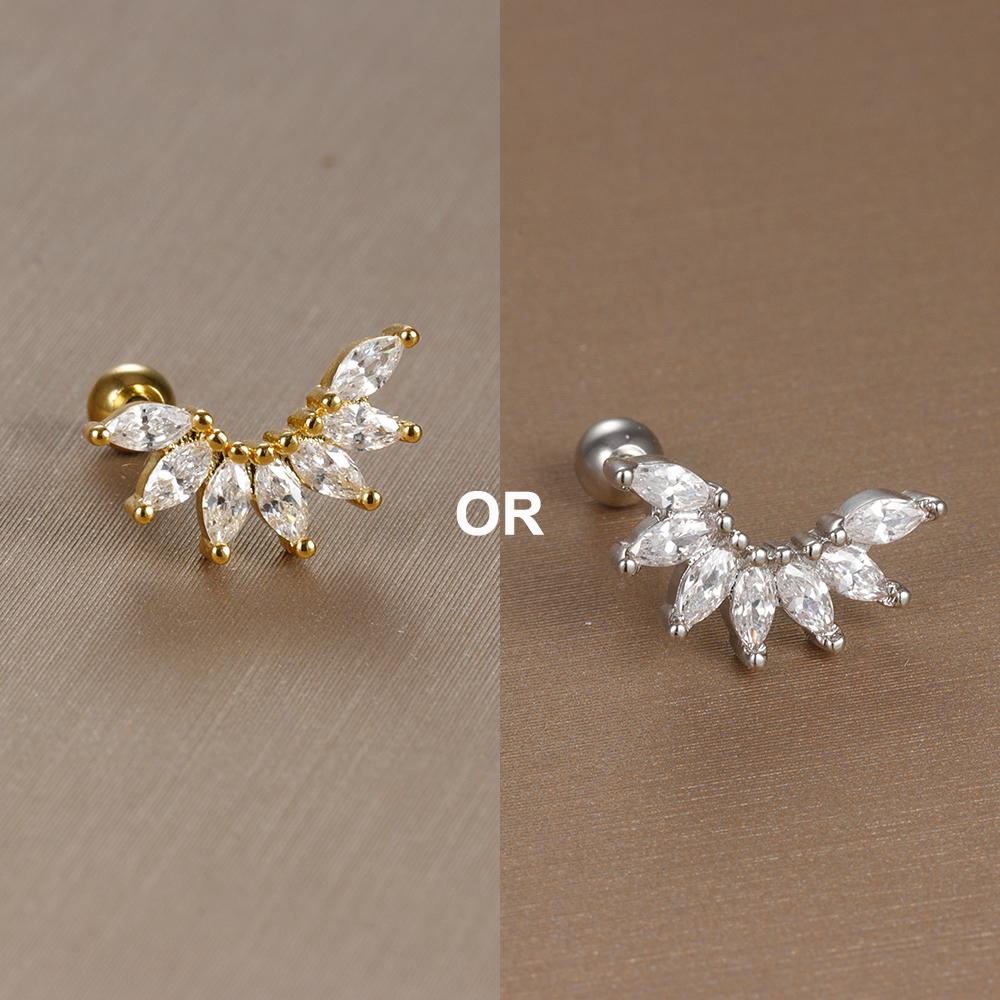 1PC 316L Stainless Steel Mini Zircon Cartilage Piercing Stud Earring For Women Girl Helix Tragus Body Zircon Statement