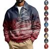 Men's Casual Christmas Print Quarter-Zip Sweatshirt with Collar