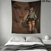 Tomb Raider Lara Wall Tapestry Aesthetic Wall Hanging Printed Fabric Blanket Decorative Tapestries for Bedroom Living Room Home Decor