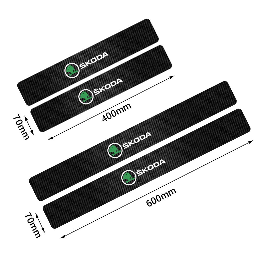NADH5 4PCS Carbon Fiber Car Door Sill Protection Door Sill Anti-Scratch Stickers For Skoda Yeti Octavia A7 A5 Kodiaq Karoq Rapid Fabia