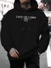 unisex New Stylish And Personalized Italian Letter Print Casual Sweatshirt with a Fashionable Drawstring Hood, Perfect for Autumn And Winter, Comforta