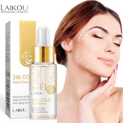 LAIKOU 24K Gold Snail Anti-Aging Face Serum Hyaluronic Acid Whitening Essence Nicotinamide Moisturizing Brighten Tighten Skin