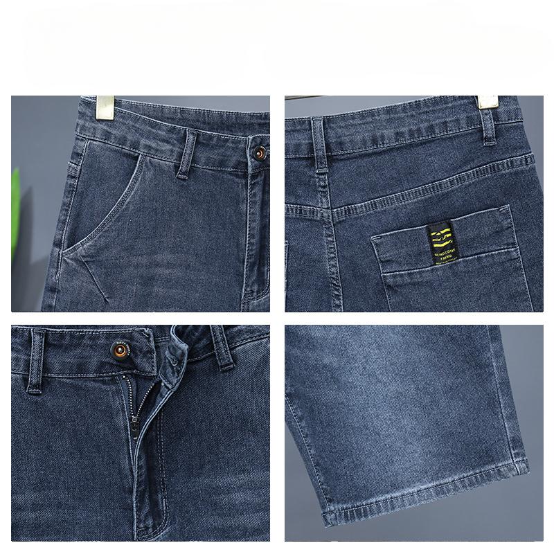 Men's Straight Casual Denim Shorts Simple Solid Color Slim Jeans Comfortable Breathable Short Pants Summer