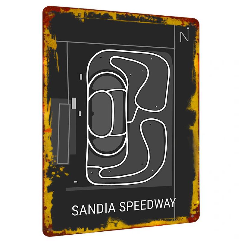 

Металлическое настенное искусство Sandia Speedway Track Декоративная железная картина для дома, гаража, мужской комнаты 20x30cm（7.8x11.8inch）