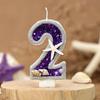 Original Birthday Number Candles Sparkling ocean Candle 2 Years for Cake Topper Decoration Purple Pure Bee Honey Candles