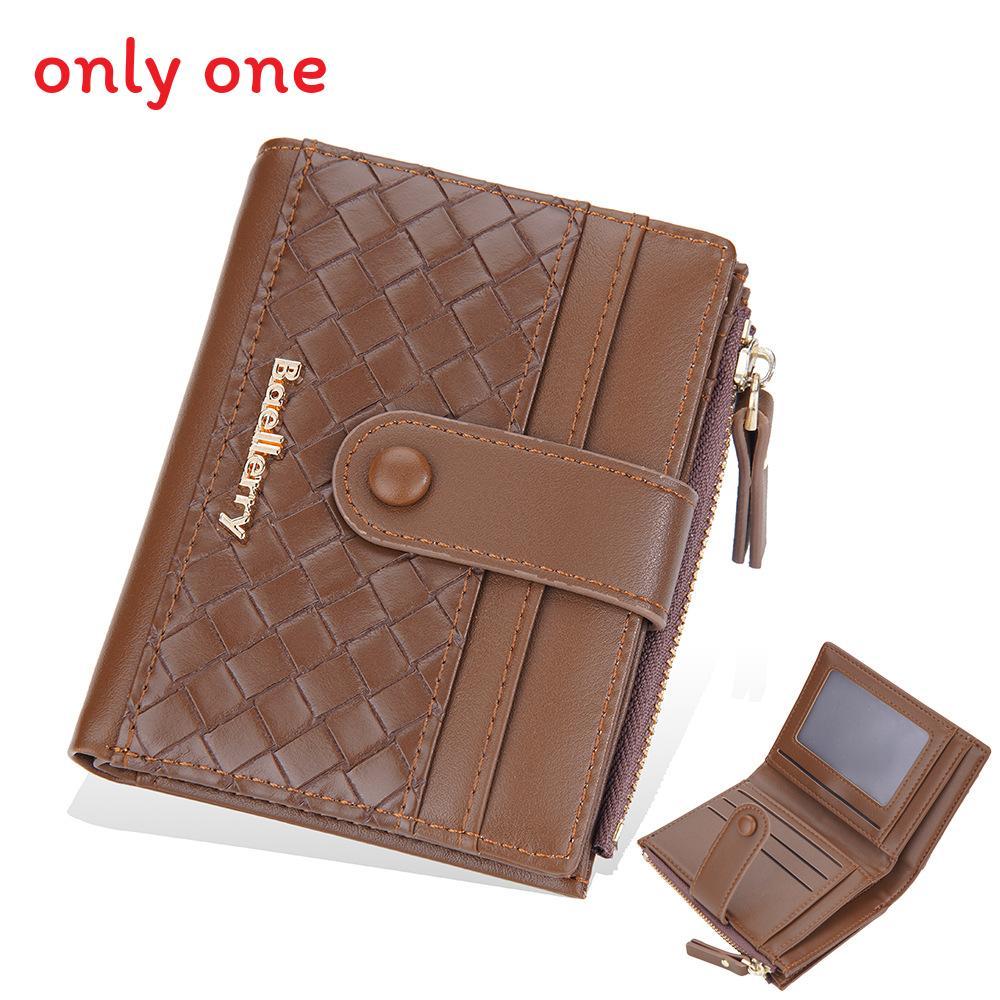 Pu Leather Womens Wallet With Woven Pattern And Zipper Closure For Daily Use