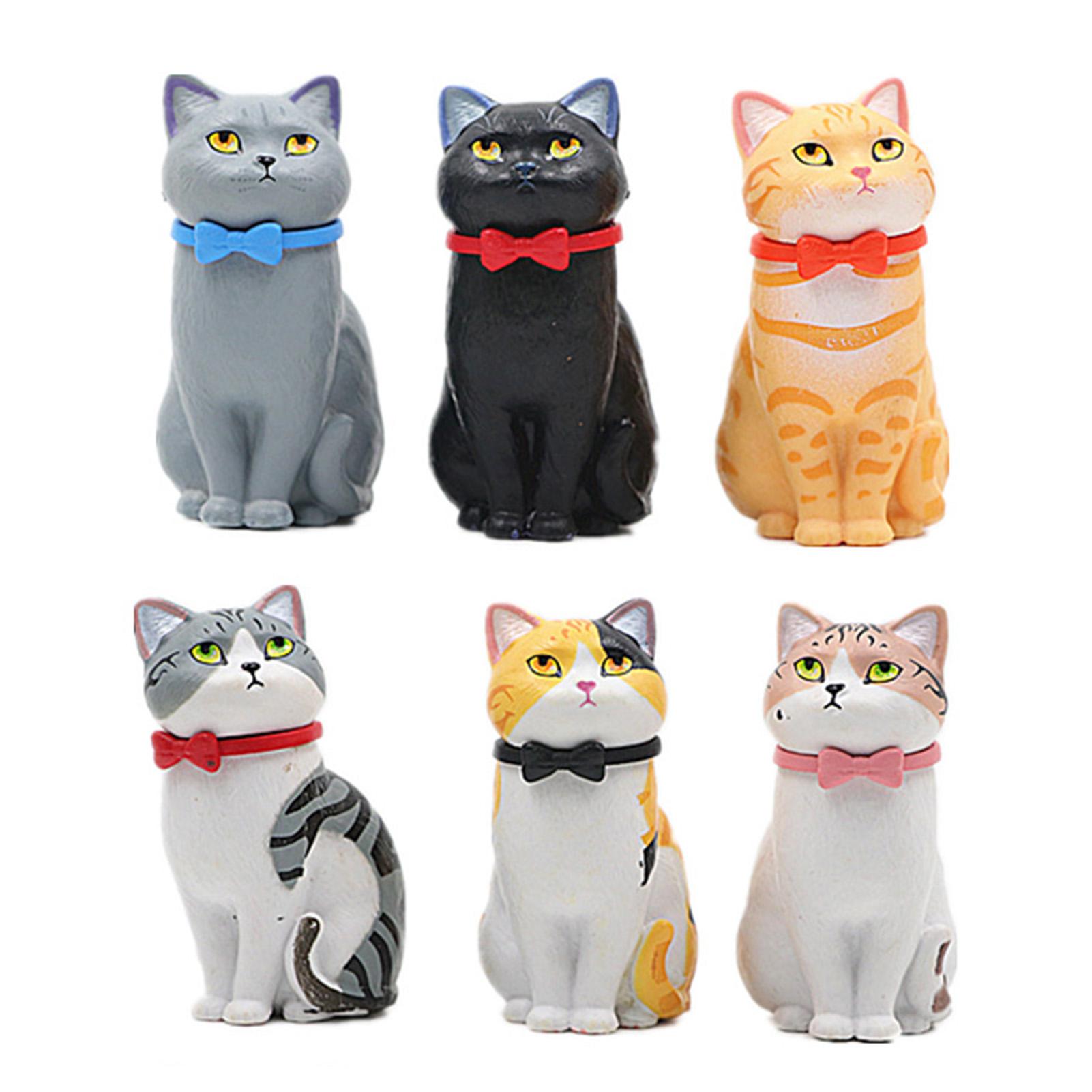 

6шт игрушка кошка модель интересные жесты милая форма ручная работа высокая имитация животных украшения для
